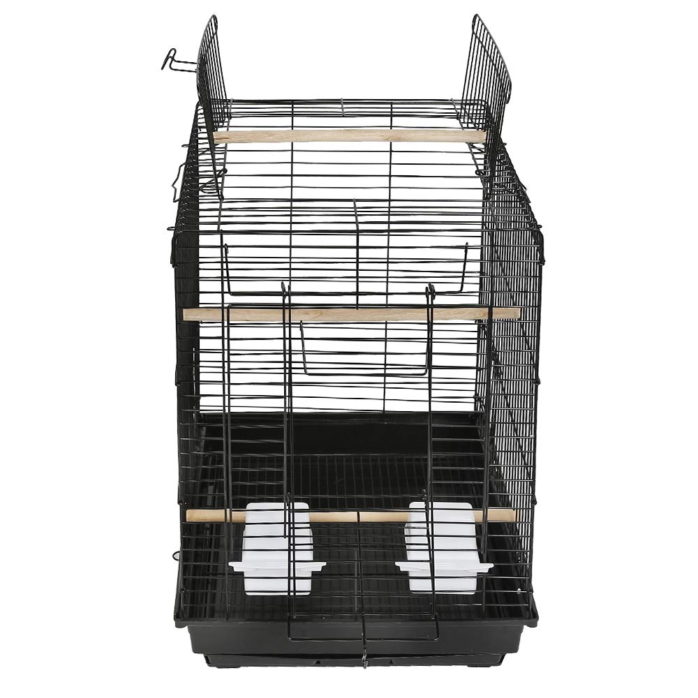 Jaula para pájaros portátil, jaula de pájaros interior con asa, tejados abovedados corredizos, equipadas con percha de madera, alimentadores, jaula de cría de aves y periquito canario, 40 x 40 x 58 cm