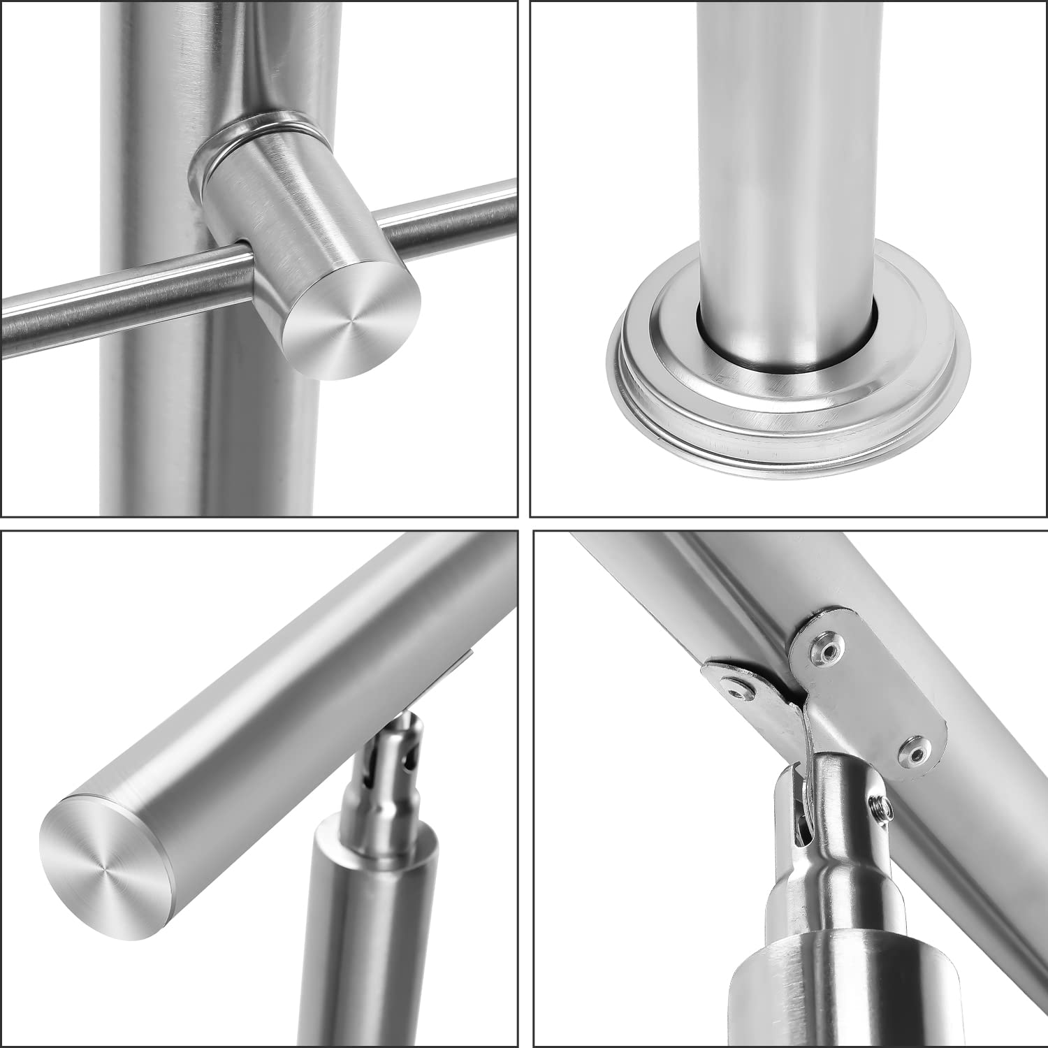 Herrselsam Pasamanos de acero inoxidable exterior 100 cm, barandilla para escaleras interior y exterior, barandilla con 3 travesaños, barandilla para escaleras, parapetos, balcón