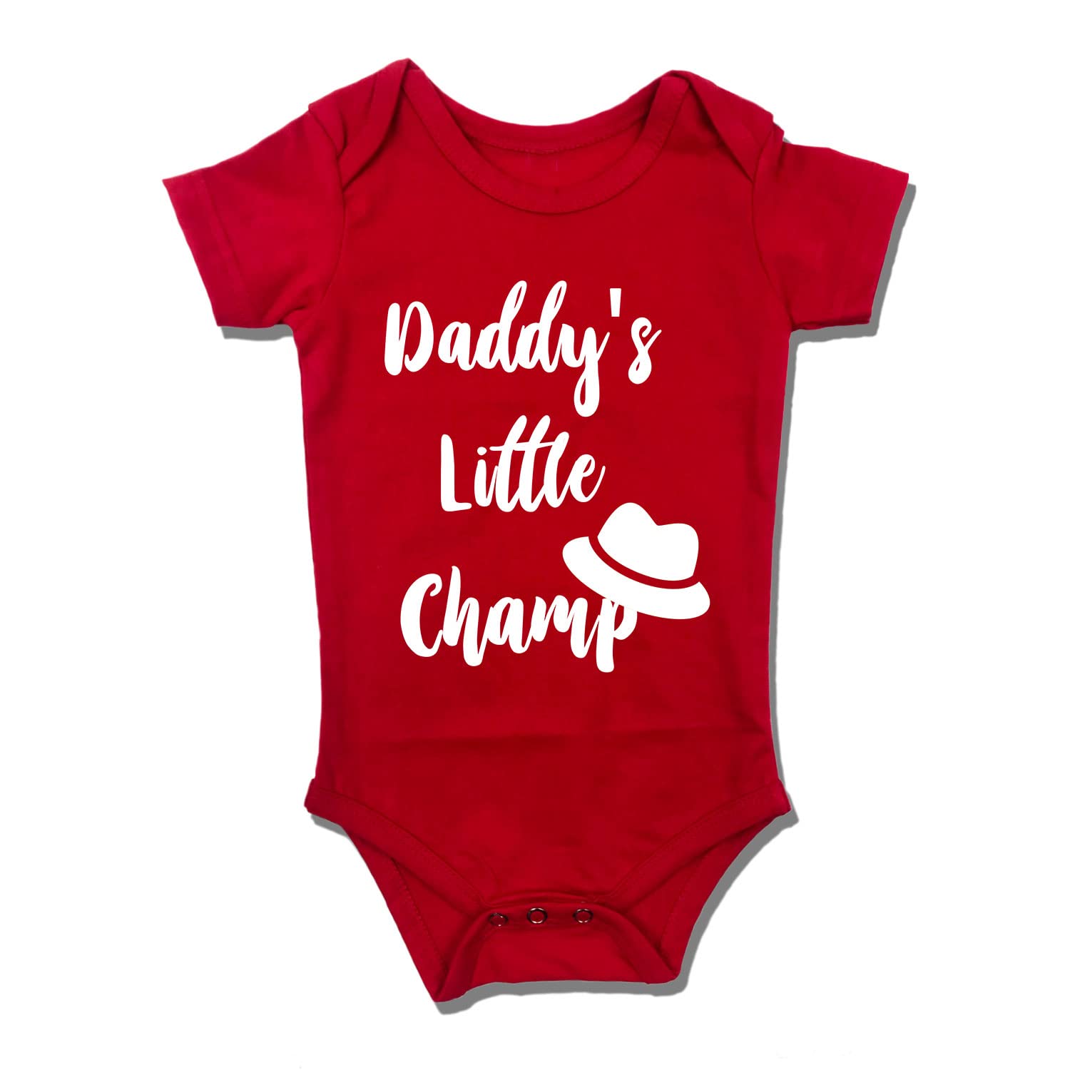 Mom's Charm Personalize with Name - Daddy's Little Champ - Cotton Baby Custom Cotton Romper - Red