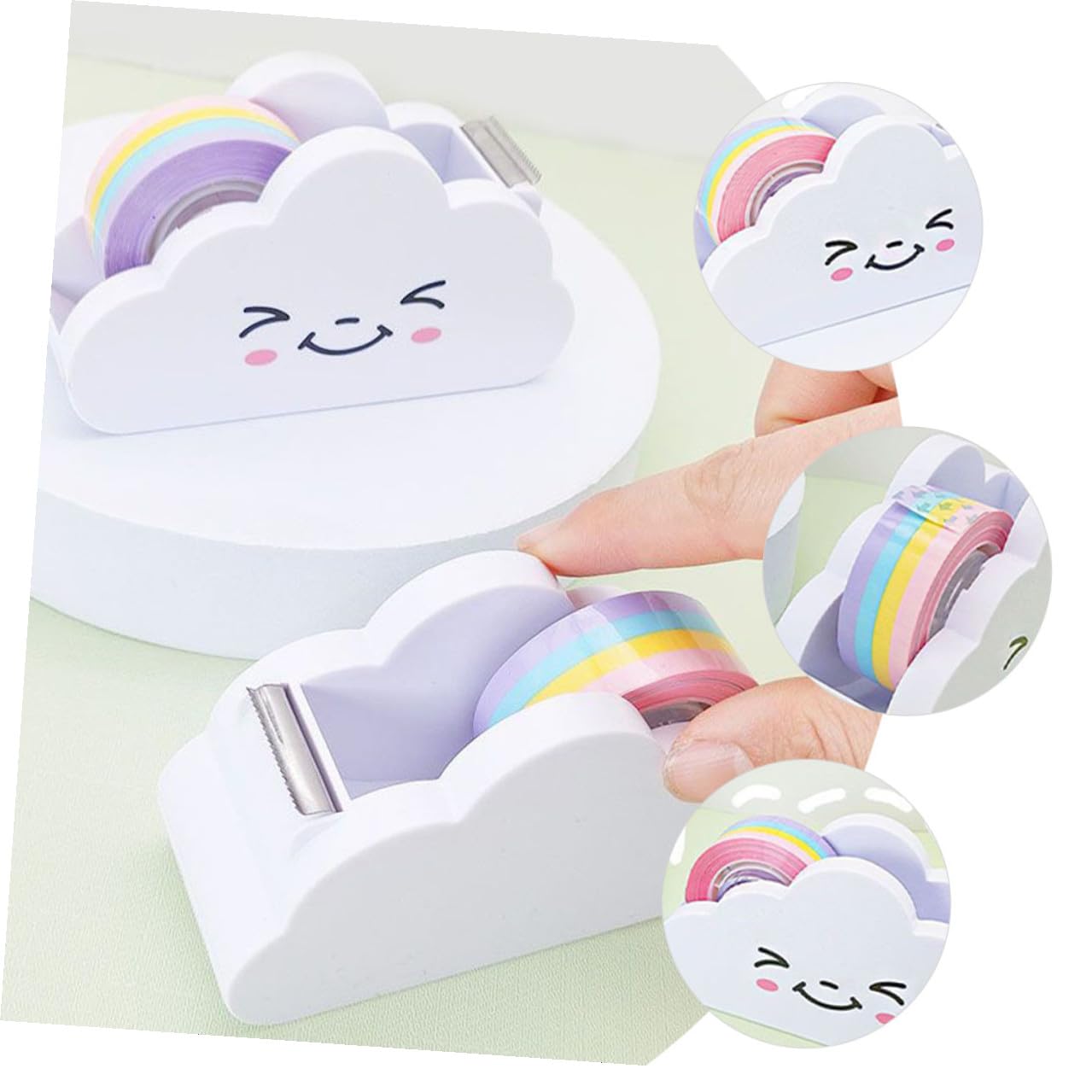 jojofuny 10 Set Dispenser Nastro Adesivo con Taglierina Plastica Resistente Supporto per Sticker e Scuola per Progetti Creativi