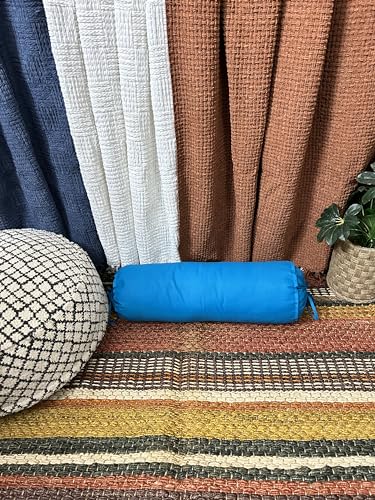 2 Pcs Cervical Neck Roll Pillow Cover with Drawstring Closures Round Neck Roll Pillow Case Cotton Bolster Pillowcases for Cylindrical Cushion (Turquoise Blue, 6X 24 inch (15x 60 cm))