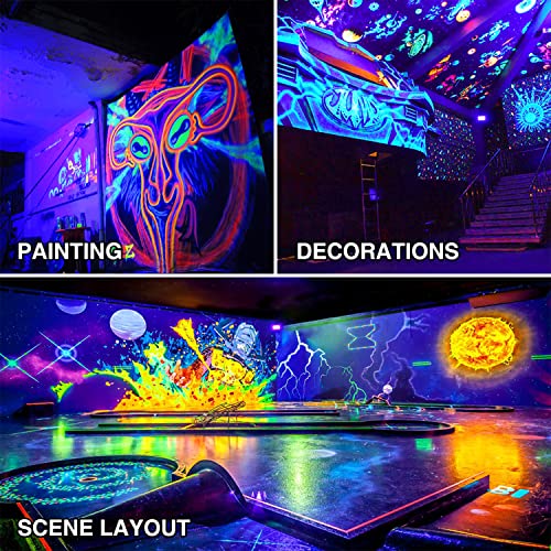 Image of Onforu 150W LED Black Light, Blacklight for Glow Party with Plug, 2 Pack | IP66 Waterproof Black Flood Light for Dance Party, Glow in The Dark, Halloween, Body Paint, Fluorescent Poster, Neon Glow