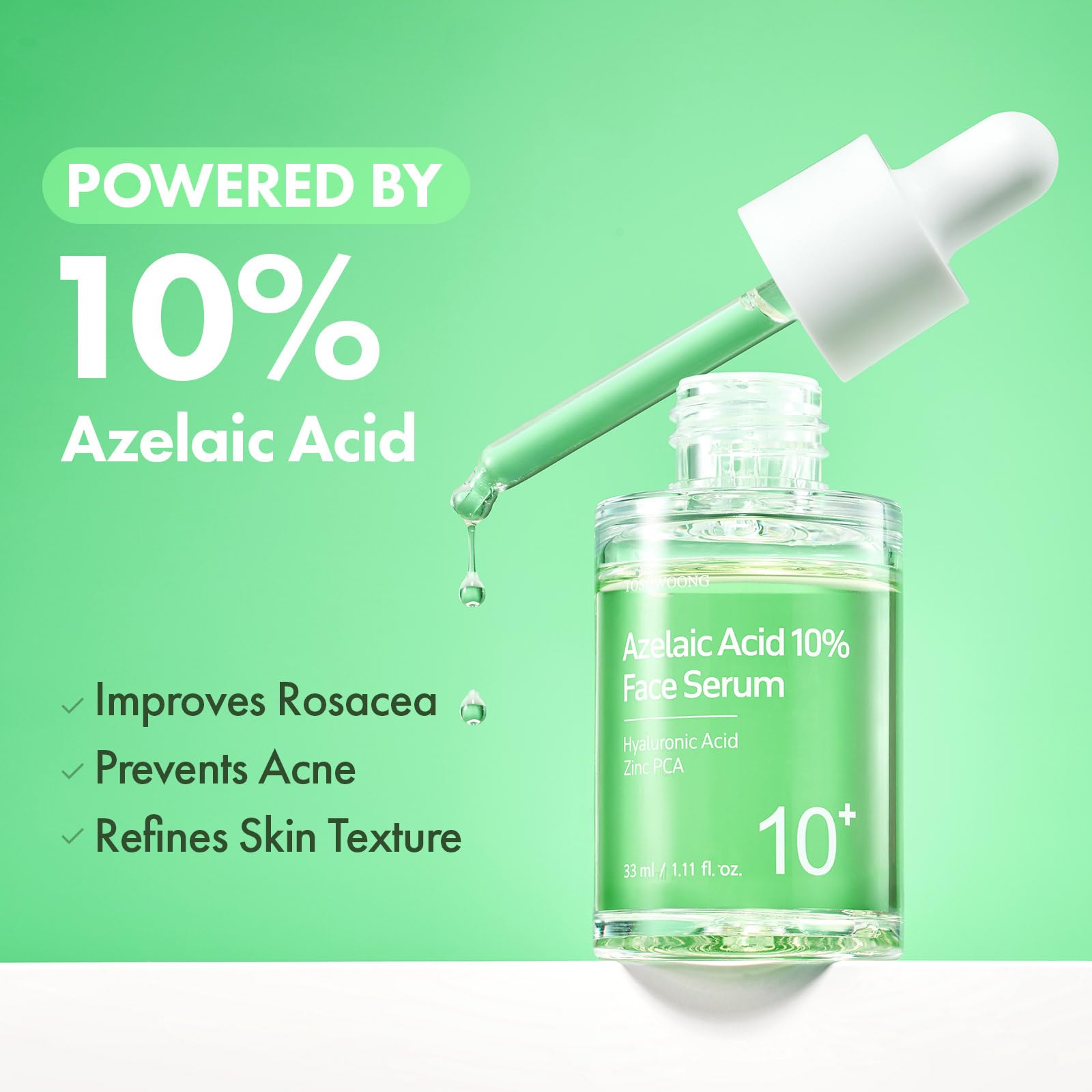 Duo Apaisant & Hydratant : Sérum Visage Acide Azélaïque 10% & Ampoule Real Relief Noni TOSOWOONG pour une Peau Claire et Éclatante