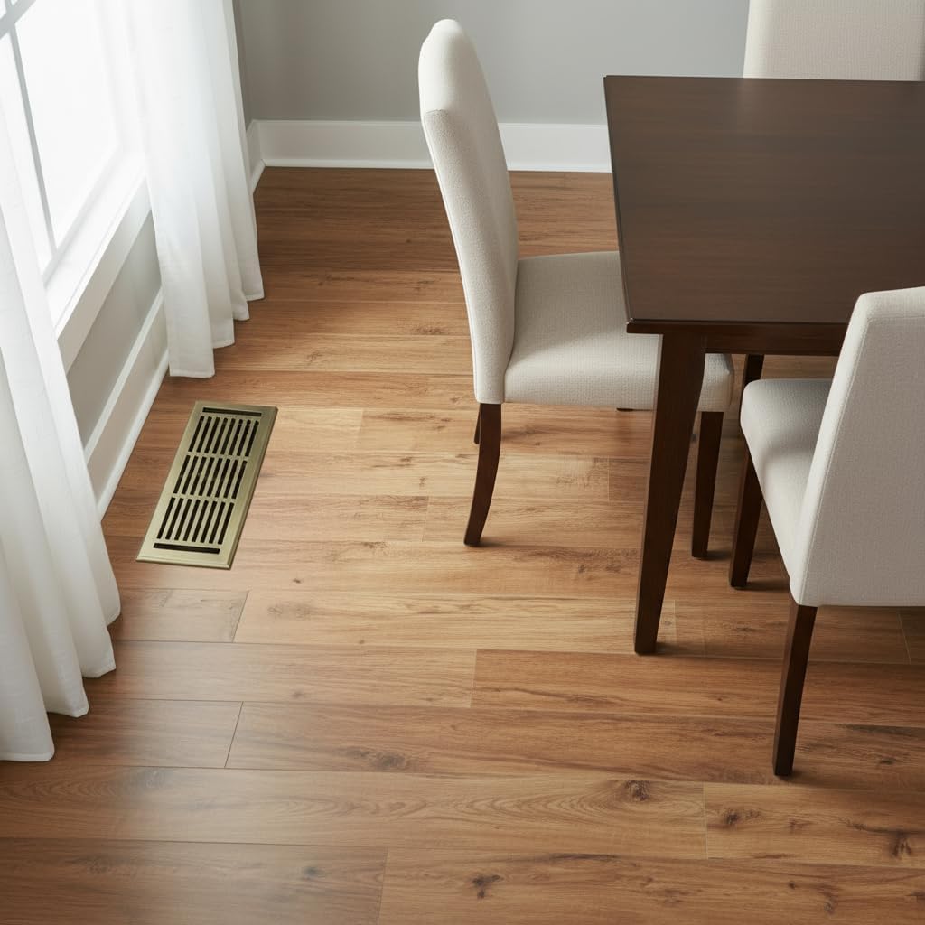 EMPIRE REGISTER CO Linear Design, Heavy Duty Floor Vent Covers, Metal Damper Attached. Vent Covers for Floor only. (Floor, Antique Brass, 4 x 12 inch (Pack of 1))