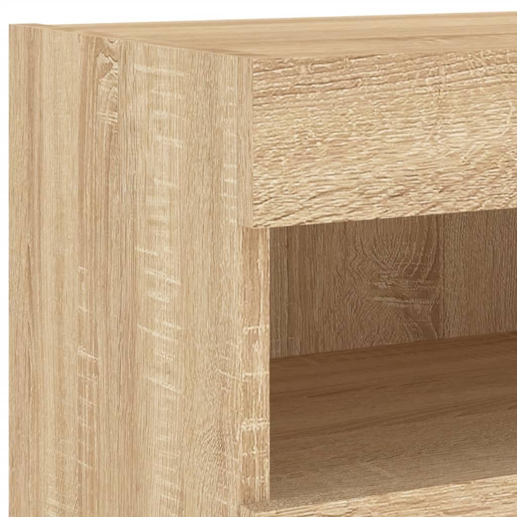 vidaXL Meuble TV Mural avec Lumières LED, Armoire de Télévision Suspendue, Meuble Télé Flottant, Moderne, Chêne Sonoma Bois d'Ingénierie