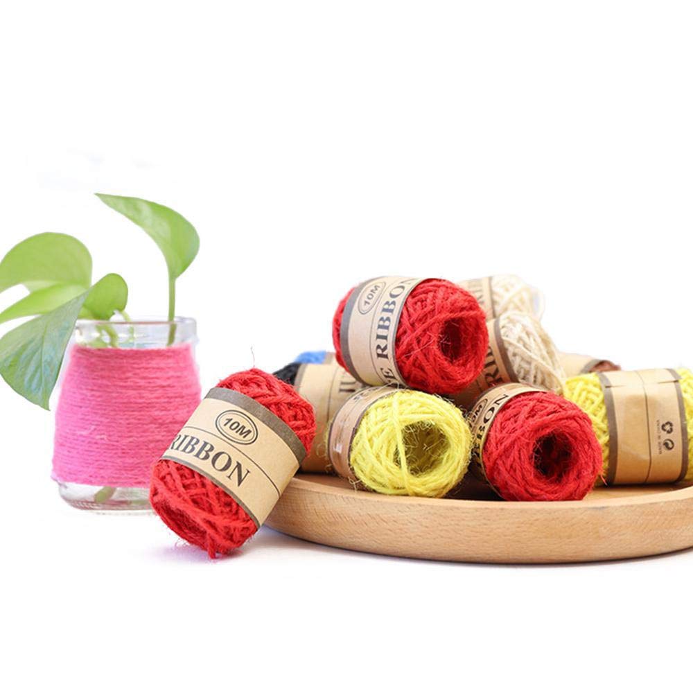 Samvardhan Natural Colorful Jute Twine Jute Ribbon for Decoration for Craft Gift Wrapping String Arts Crafts Gift Christmas Packing (8 Colors) (8) — Amazon image 3