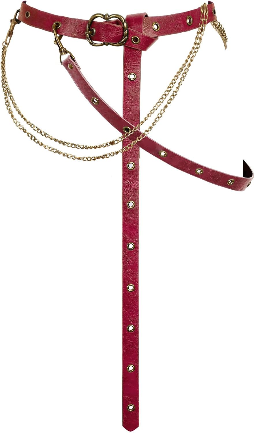 Medieval DIY Pirate Belt, Metal Chain Adjustable Leather, Retro Renaissance Belts for Women Dresses