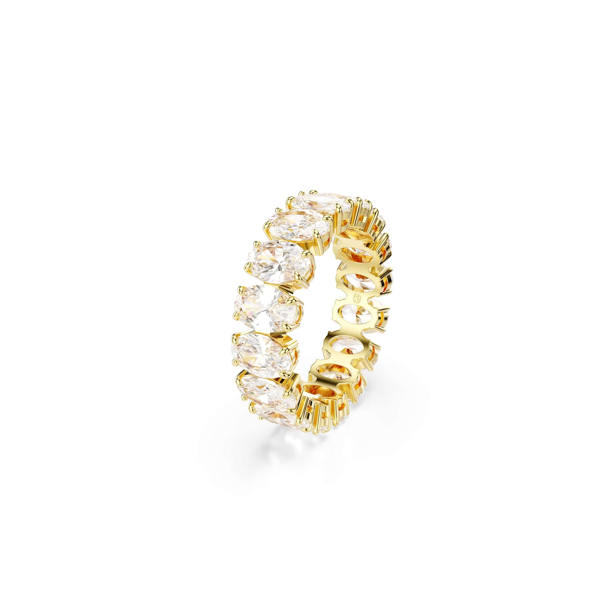 Swarovski Anillo Matrix, Talla ovalada, Blanco, Baño tono oro