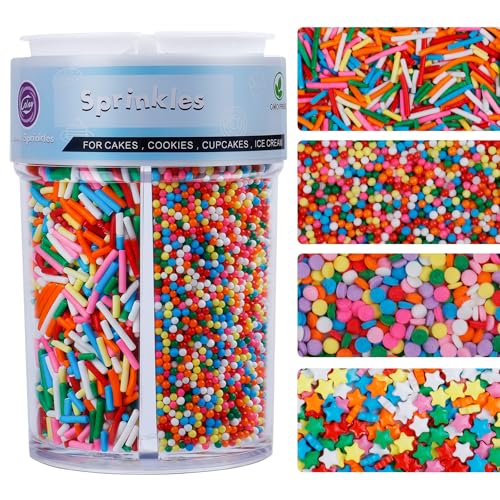 Rainbow Sprinkles for Cake Decorating, 8Oz 4-Cell...