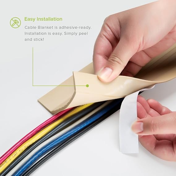 UT Wire 5-Feet Cable Blanket High Capacity Low Profile Cord Cover and Protector, Beige