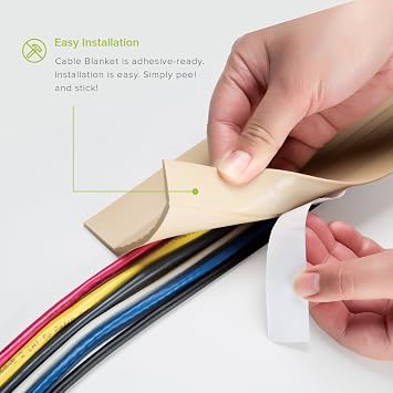 UT Wire 5-Feet Cable Blanket High Capacity Low Profile Cord Cover and Protector, Beige