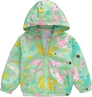 SZZY Jaqueta corta-vento com zíper casaco infantil à prova de vento para bebês outwear desenho animado meninos crianças jaqueta acolchoada com capuz (verde, 12-18 meses)
