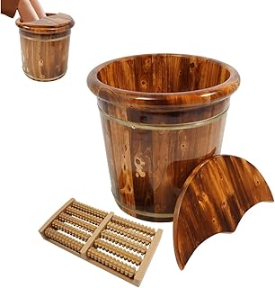 Holz-Fußbecken, 40x40 cm Saunakübel aus Holz, Waschbecken, Fusbadbad Wanne Eimer für Foot Spa Und FußMassage PediküRe, Zu Hause Fußbad Massage Spa Sauna