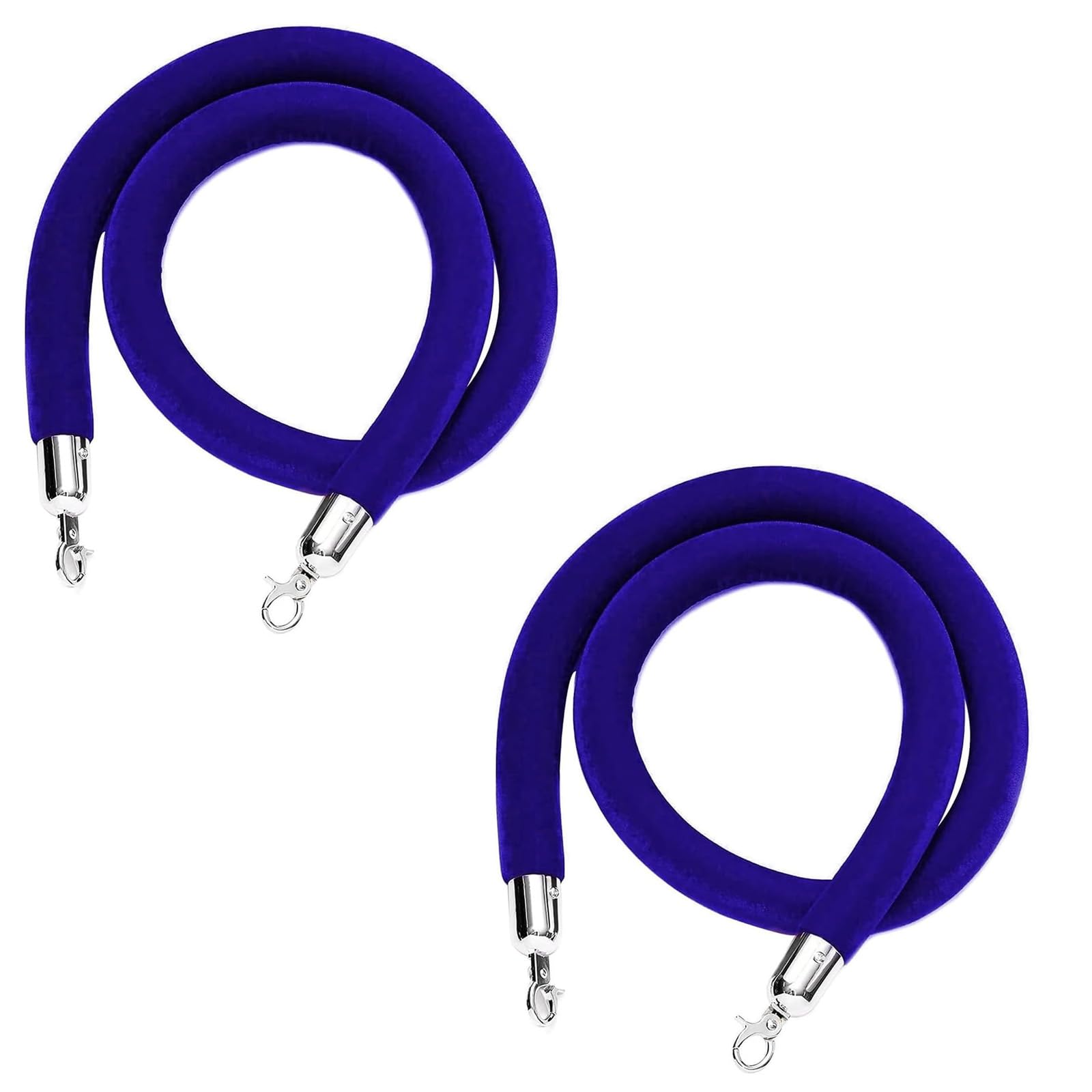 AUNANGLJSCS Rope barriers, Queue Barrier Rope, With Silver Hooks, For Carpet Events,3.2cm(Blue,2.5M)