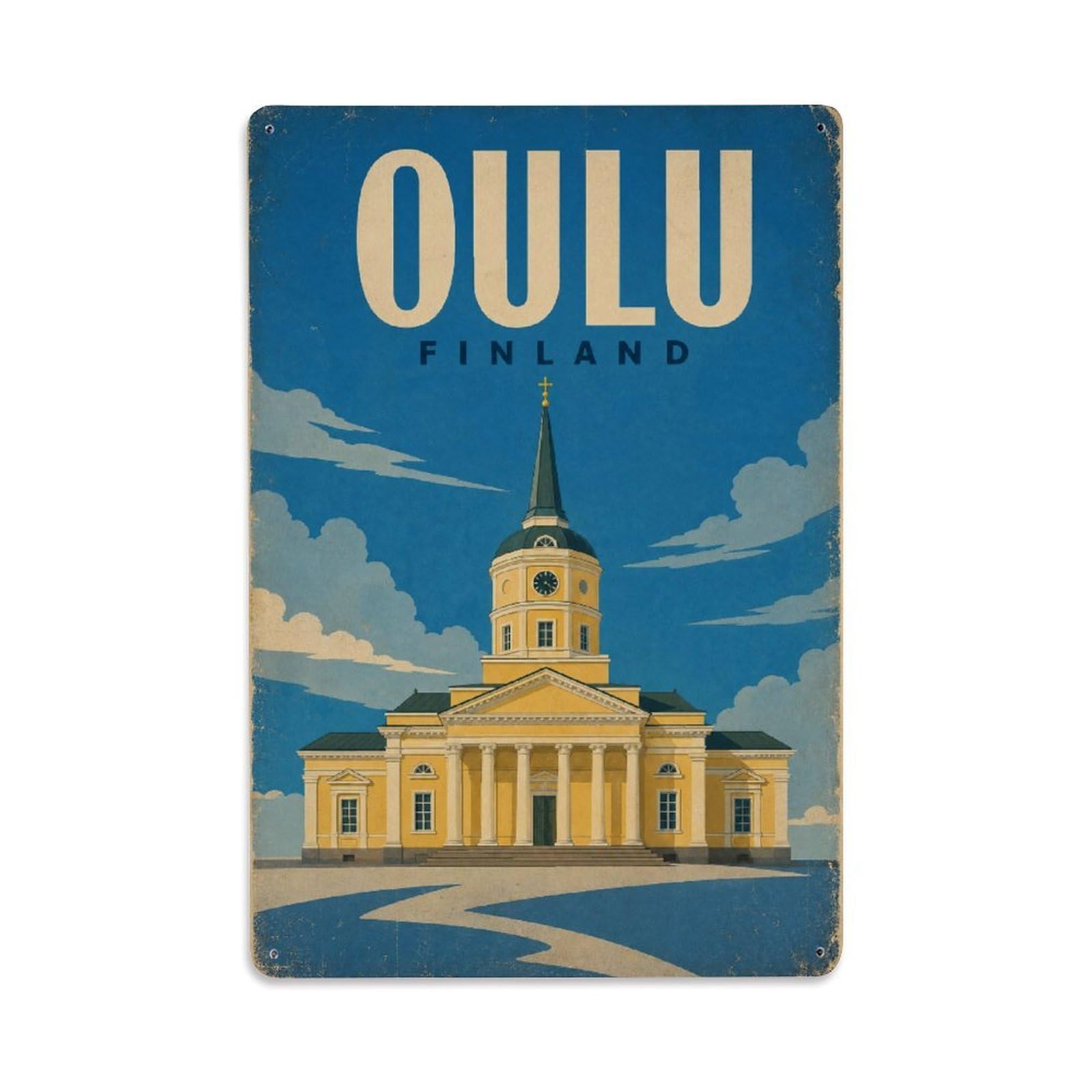 Travel Vintage Finland Oulu Metal Tin Sign