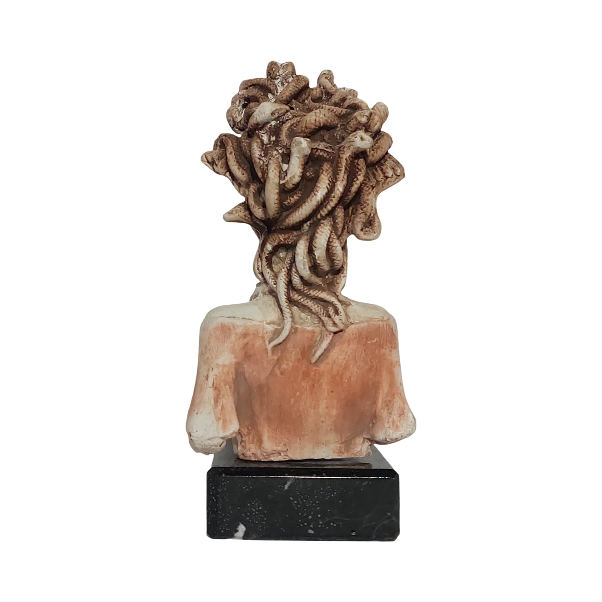 Meduza potwora popiersie tynkowa statuetka z marmurową podstawą mitologia grecka 14,5 cm