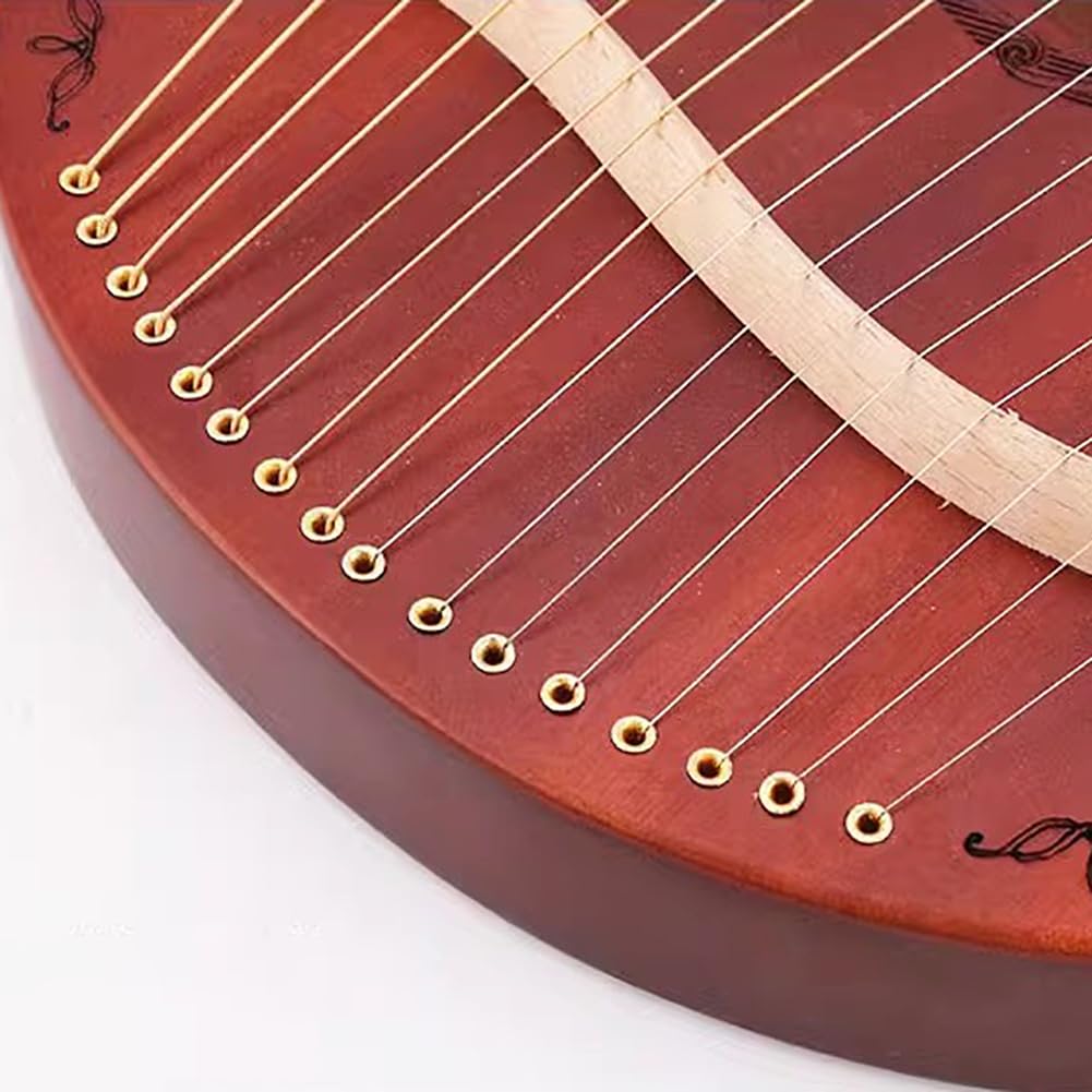 Lyre Harp, 10 Corde Metalliche, Arpa Acustica Professionale in Mogano, Strumento Musicale Portatile in Legno Massello, Arpa per Principianti, con Chiave di Accordatura