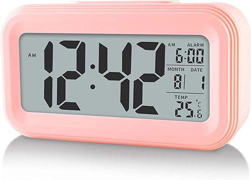 Miniatura 1 de YUANRANER Reloj despertador digital con temperatura interior funciona con pilas modelo de repetición pantalla de 1224 horas para dormitorios