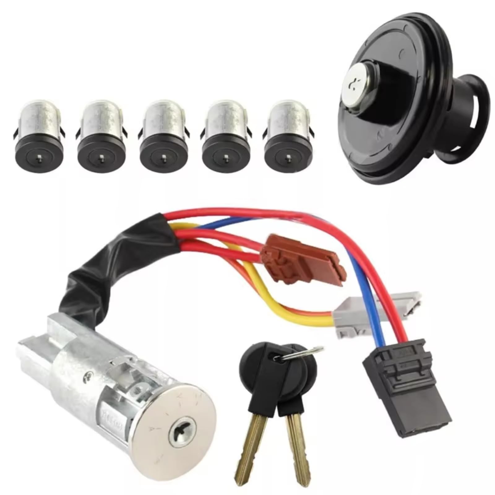 Interruptor De Arranque De Barril Cerradura Encendido Dirección Con Kit De Reparación De Llaves Compatible Con Peugeot Para Expert 1995-2006 4162F4 Clausor Bombín Arranque Kit