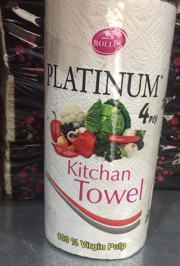 Renova Paper Kitchen Roll Designer, 2 Ply , 12 Rolls (3Pack X 4Rolls each ) , White Printed , Strong And Absorbent , First Time In INDIA