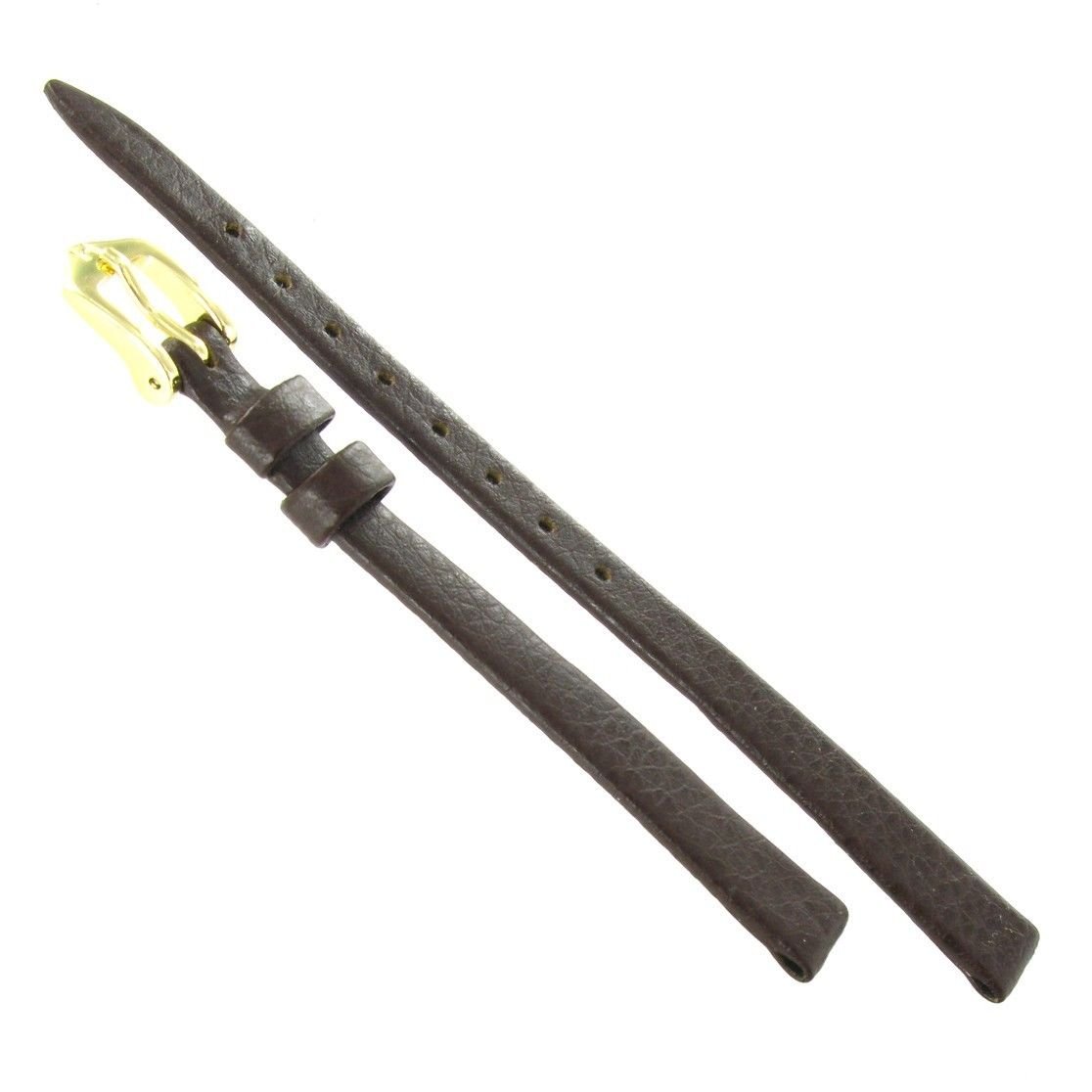 8mm Hirsch Dakota Brown Genuine Calfskin Leather Flat Watch Band Regular Ladies