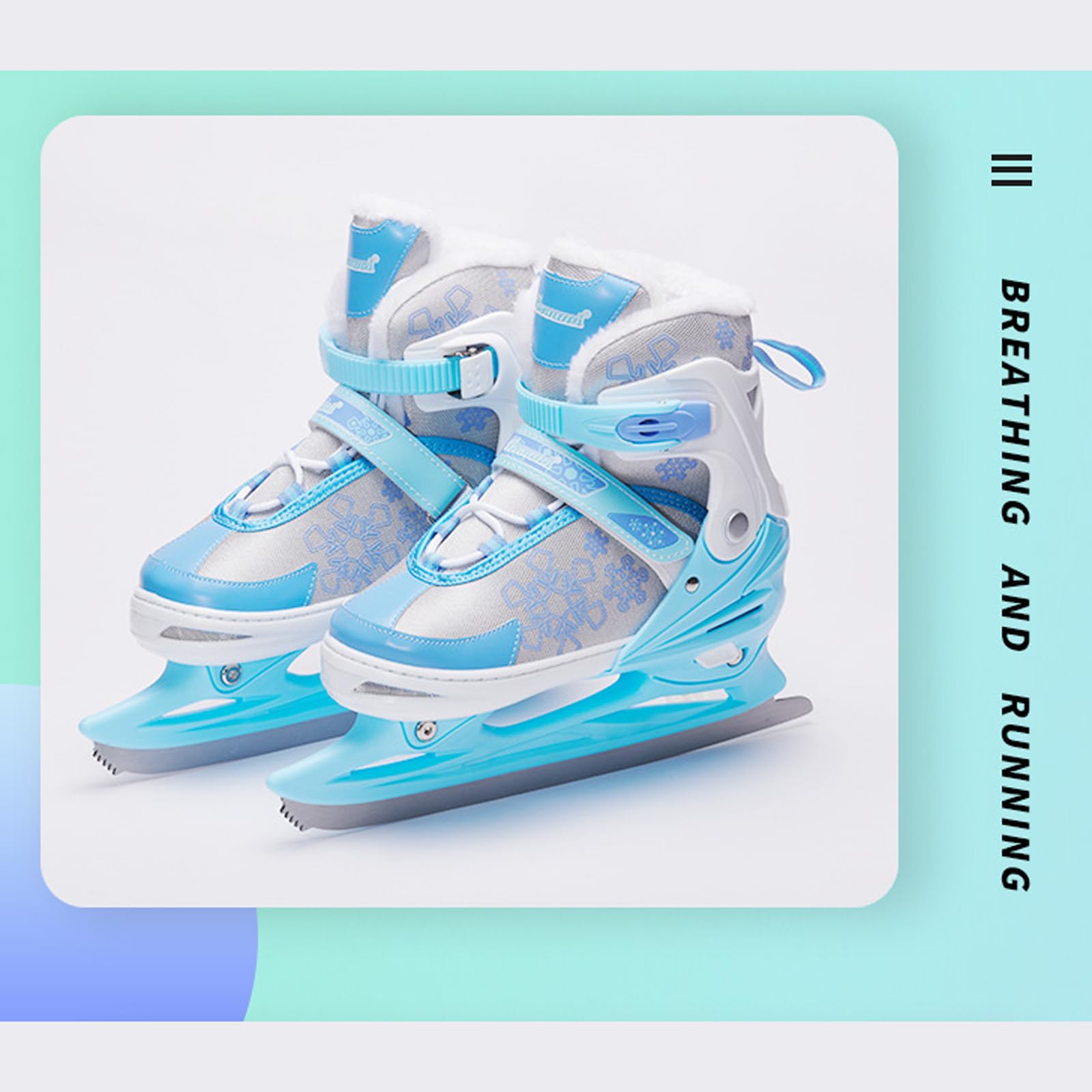 Patins à glace réglables pour femme homme,Chaussures de patinage sur glace avec chaussures de patinage en acier inoxydable système de laçage rapide et boucle push-lock 4 tailles réglables