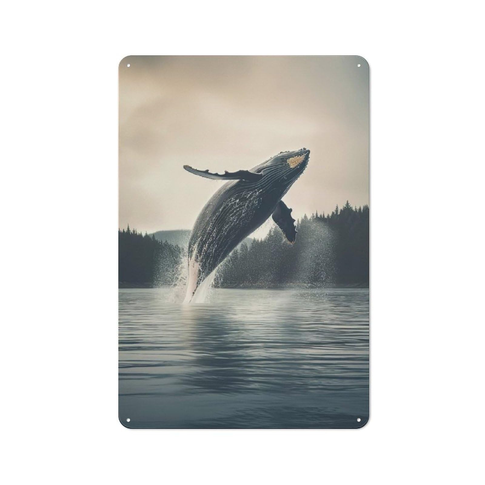 Junmoney Whale Shark Portrait Rustic Metal Plaque 30X20cm For Man Cave Or Games Room, A Decorative Christmas Gift For Man Cave Decor Fans