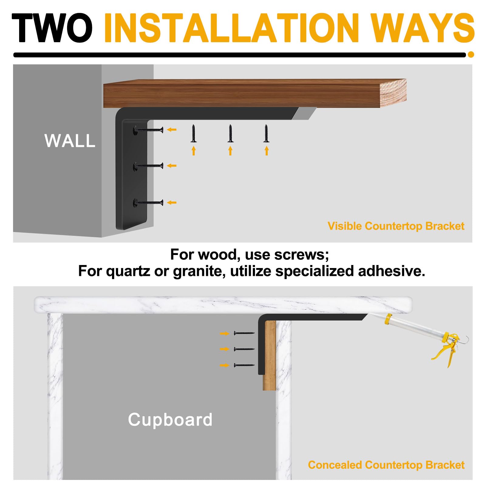 Heavy Duty Countertop Support Bracket 4 Pack - 16"x6"x2.5" White Granite Shelf L Bracket For Quartz/Granite/Wood/Concrete/Laminate Countertops