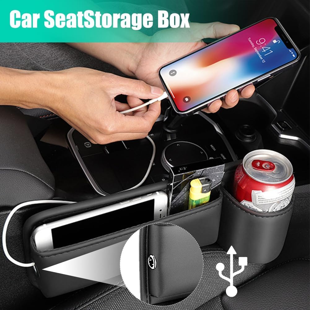 Aufbewahrungsbox Für Autositze Für Fiat Panda II MK3 / Mk4 (Type 169 319) 2003-2020, Leder Getränkehalter Autositz Gap Konsole Seitentaschen Wasserdicht Adjustable Lückenfüller Organizer Für Lagerung