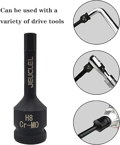 Miniatura 3 de 0.315 in Hex Impact Bit Socket, H8 12-Inch Impact Drive Allen Socket, Cr-Mo Acero Alargar Hex Destornillador Adaptador