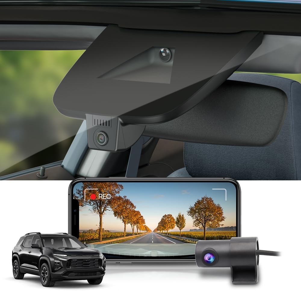 Fitcamx Front 4K+Rear 1080P Dash Cam Adapts for Chevy Equinox EV 2024 2025 (HD2-D2000), Not for Gas-Powered, OEM Look, Dual HD Video, Loop Recording, WiFi & APP, G-Sensor, Easy to Set, 128GB Card