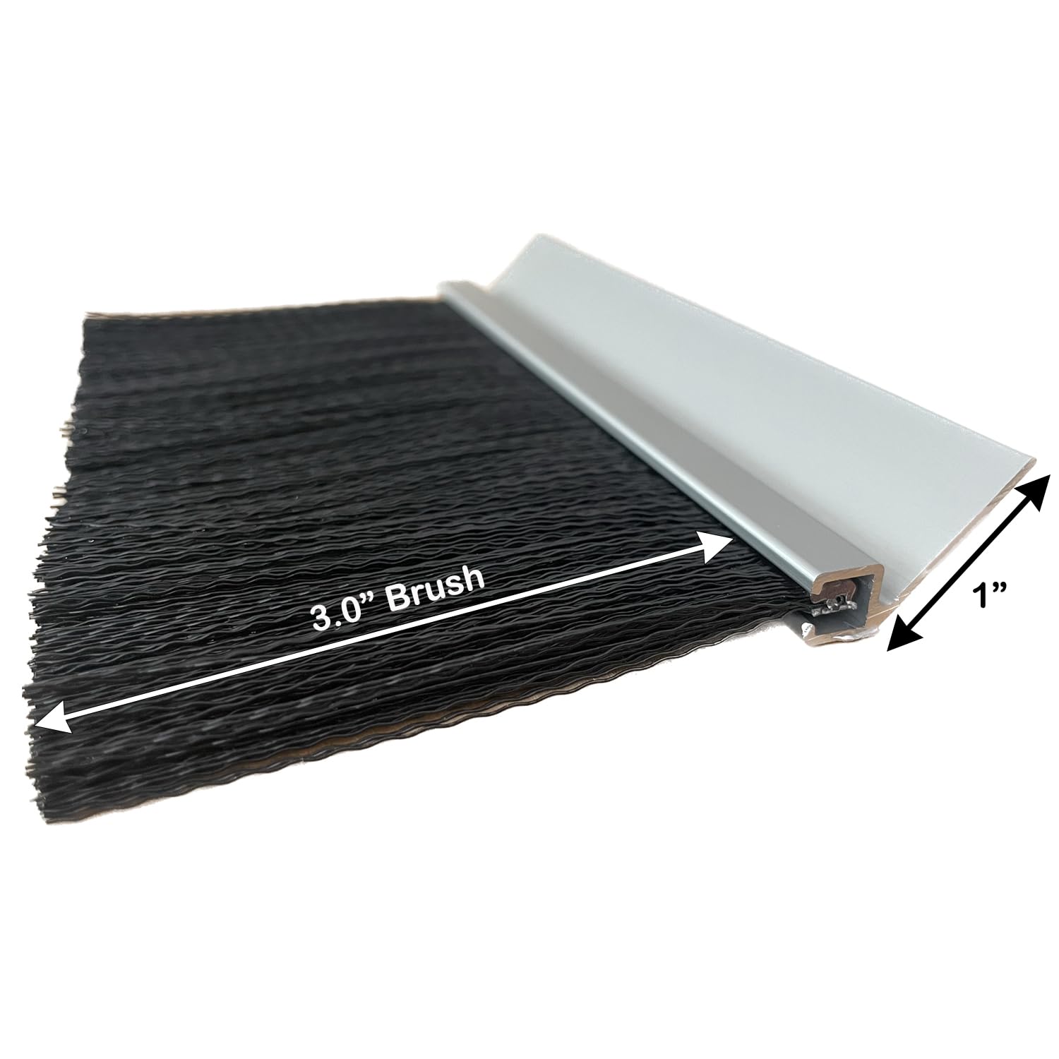 JaCor - Guarnizione a spazzola in nylon da 7,6 cm, resistente alle intemperie, guarnizione a spazzola da 7,6 cm x supporto da 2,5 cm x 2,4 m + spazzole lunghe 2,4 m (4,9 m totali)