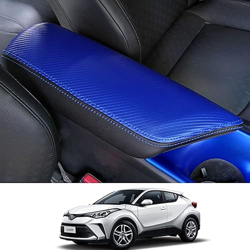 Rifoda Funda de cuero para reposabrazos de consola central Toyota C-HR, decoración interior para CHR 2022 2021 2020 2019 2018 (cuero azul, cuero