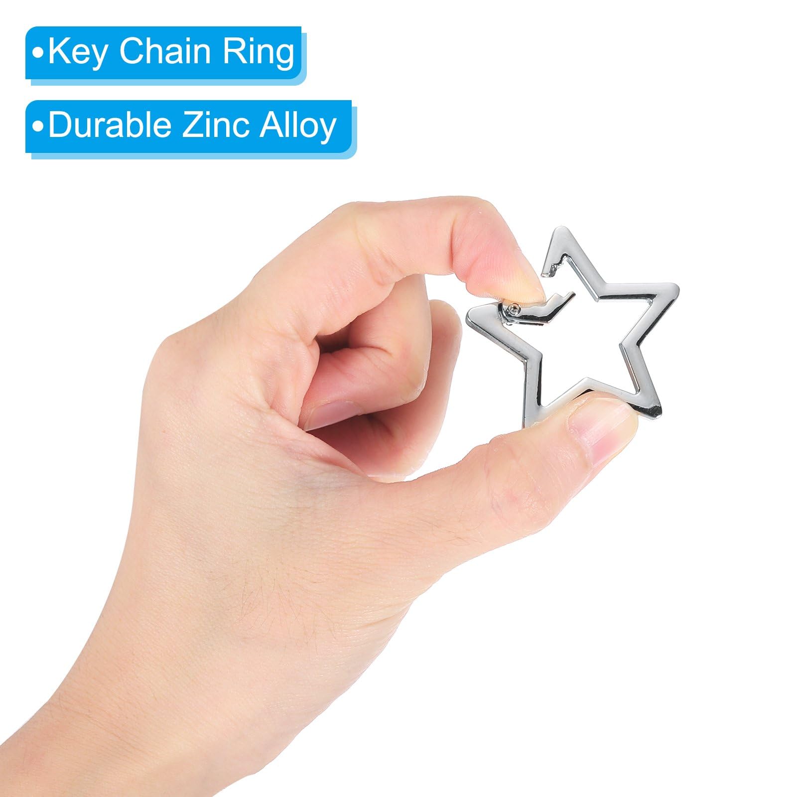 Star Shaped Stainless Steel Keychain Clip Carabiner Snap Hook Holder Carabiner Hook Clip Key Holder Clip Keychain Carabiners for Keys and Wallet Accessory with Key Chain Rings (Gun Color)