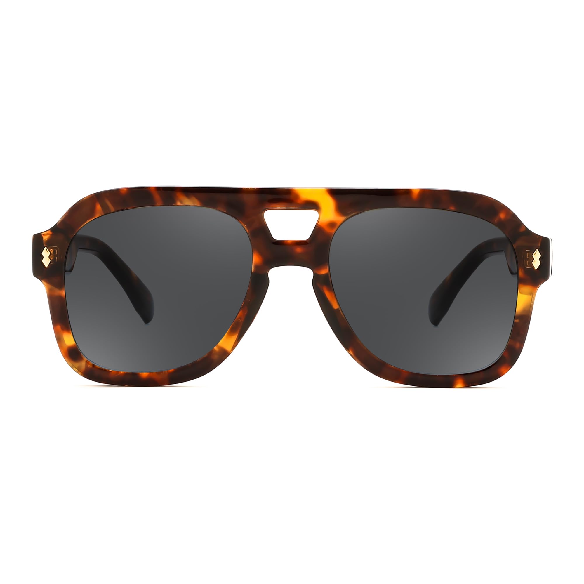 FEISEDY Retro Thick Aviator Sunglasses for Women Men, Large Vintage Classic Shades Square Pilot Sun Glasses B9174