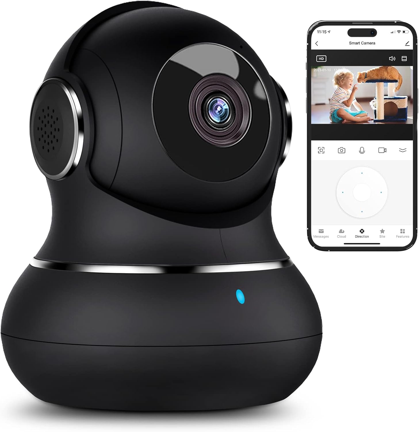 litokam Little elf Camera, Pet Camera with 360° Motion Tracking, IR