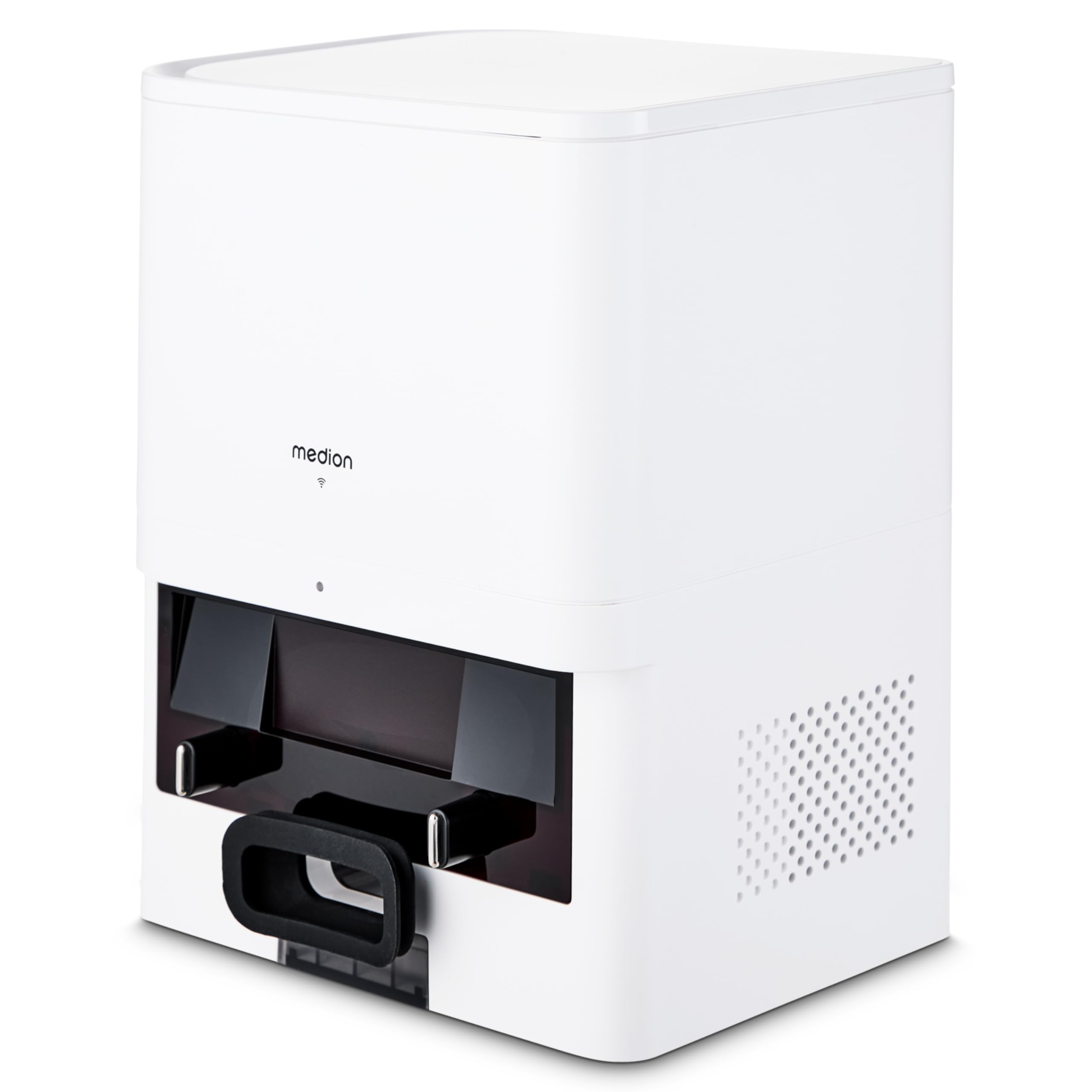 MEDION Absaugstation für Saugroboter X41 SW (2 Liter Fassungsvermögen, Automatisches Entleeren & Starke Saugkraft, MD 12035)