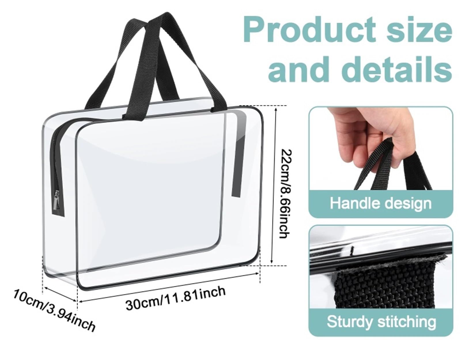 Bolsas Neceser Transparente Bolsas de Almacenamiento de Maquillaje de PVC de 4/6 Piezas, Bolsa organizadora Transparente portátil de Gran Capacidad con Cremallera for Viajes, Lavado del hogar(6Pcs)