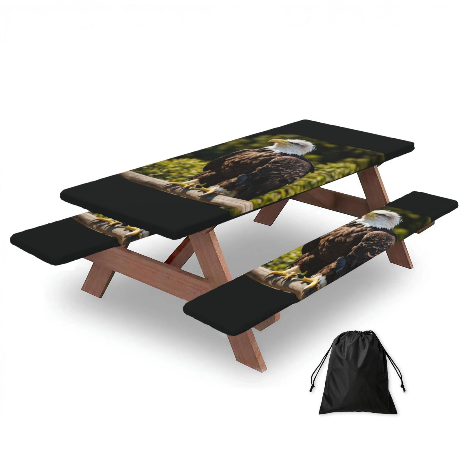 PPHGUT Flying Eagle Print Picnic Table Bench Cover Set Outdoor Garden Bbq Protector For Family Camping