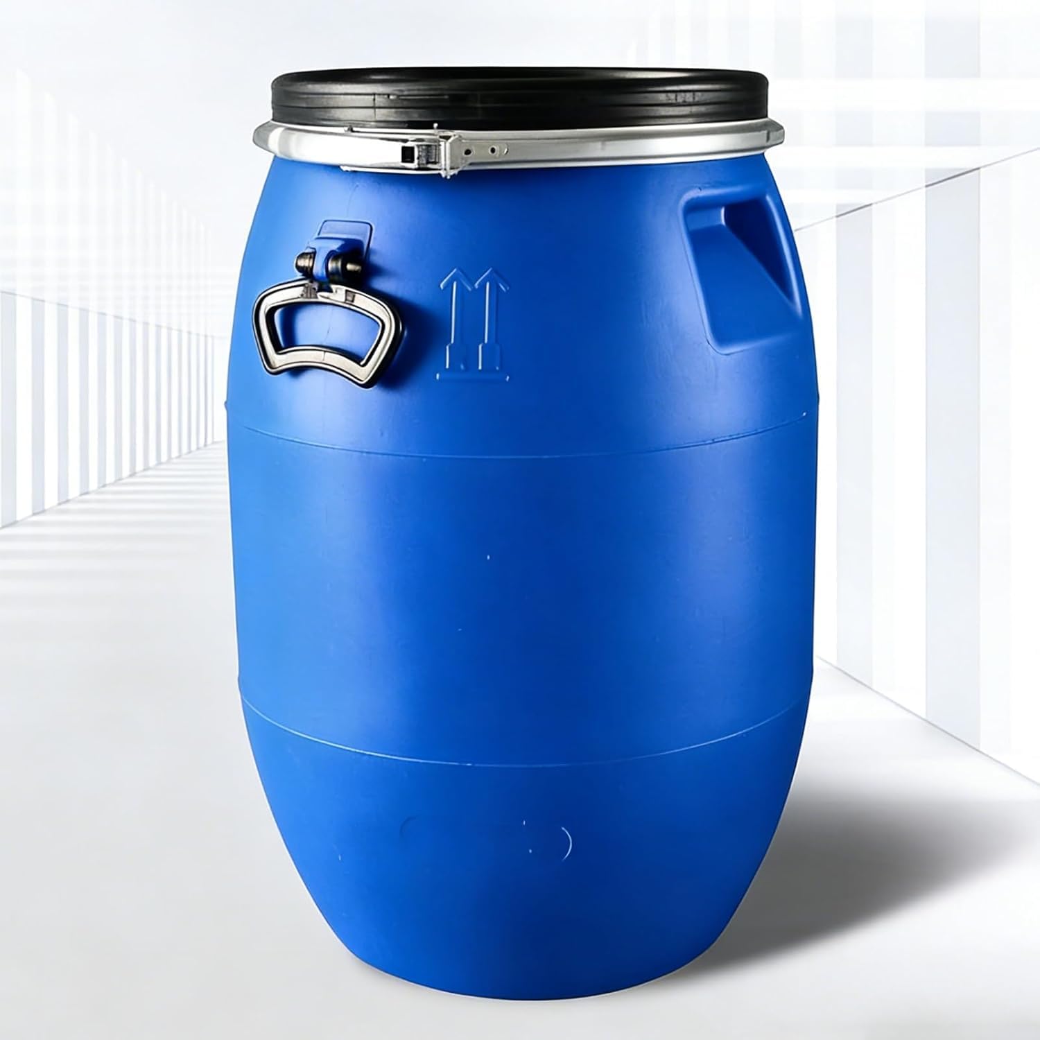 Grande Fusto in Plastica Blu con Coperchio Ermetico – Contenitore Resistente per Acqua E Alimenti, Ideale per Lo Stoccaggio Sicuro di Liquidi in Ambito Industriale. 50L
