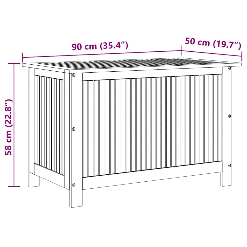 vidaXL Bois d'Acacia Solide Boîte de Rangement de Jardin Banc de Stockage Coffre de Rangement Outils de Jardinage Extérieur 90x50x58 cm - 3