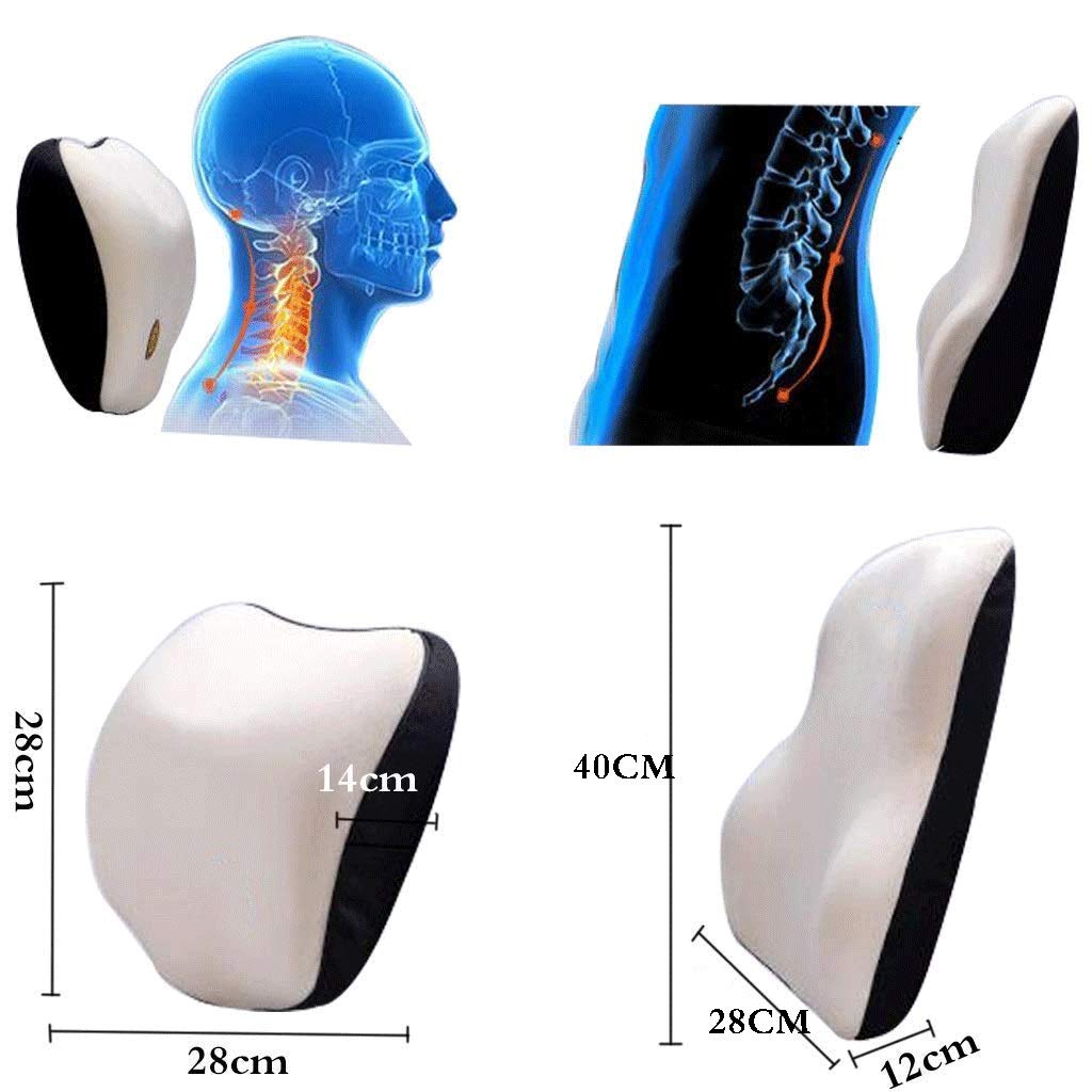 Pillow Maison Voiture Lumbar Voiture appui-tête Support Set Fluff Lombaire Coussin Lombaire Oreiller Retour Taille Pad Taille Voiture Ceinture mémoire Coton(1-Pack)