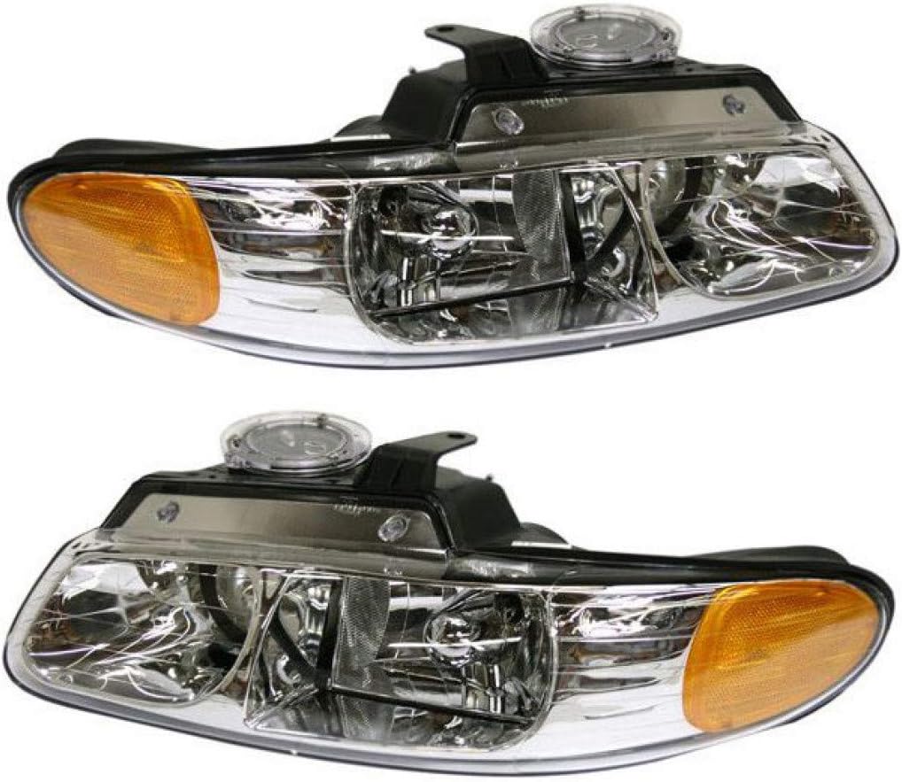 KarParts360 For Chrysler Town and Country/Voyager Headlight Assembly 1996 97 98 1999 Driver and Passenger Side Pair/Set | w/Quad Lamps | CH2502114, CH2503114 | 4857151AC, 4857150AC