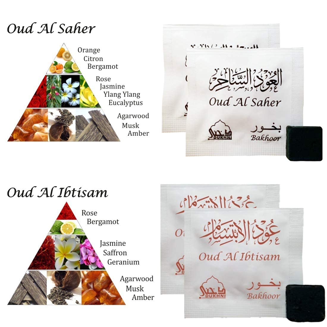 Buy Dukhni Oud Bakhoor Incense Variety Box (20 Pieces) & Rainbow Exotic