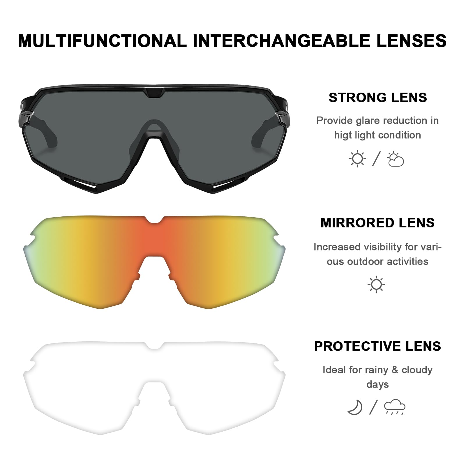 CARFIA Fahrradbrille Schnelle Brille Polarisierte Herren Sonnenbrille UV 400 Schutz Sportbrille für Autofahren Fahrrad Angeln Golf