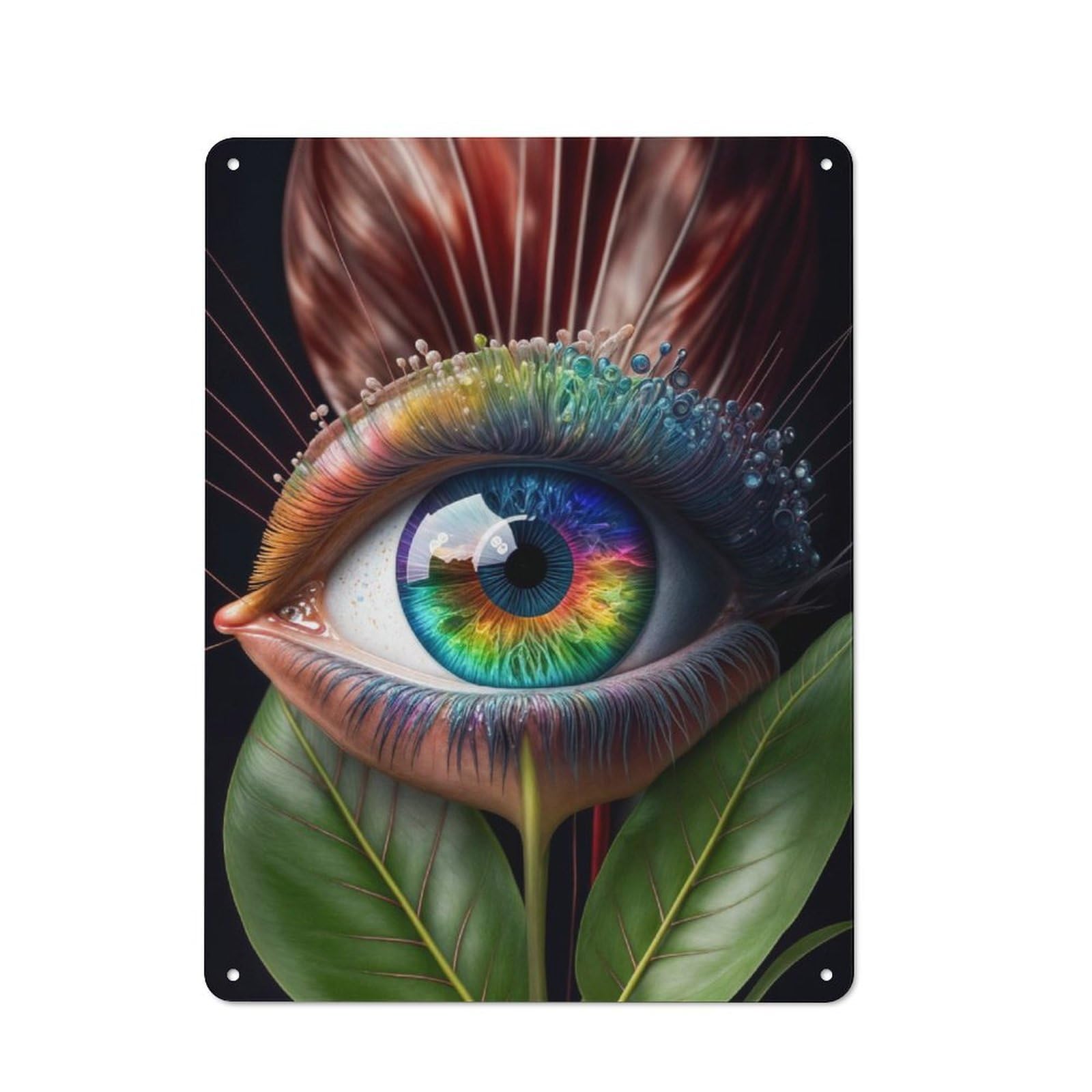 Junmoney Blooming Eye Metal Wall Sign 40X30cm, Rustic Decor For Hallway Wall, For Metal Sign Collectors, For Garage And Workshop Walls