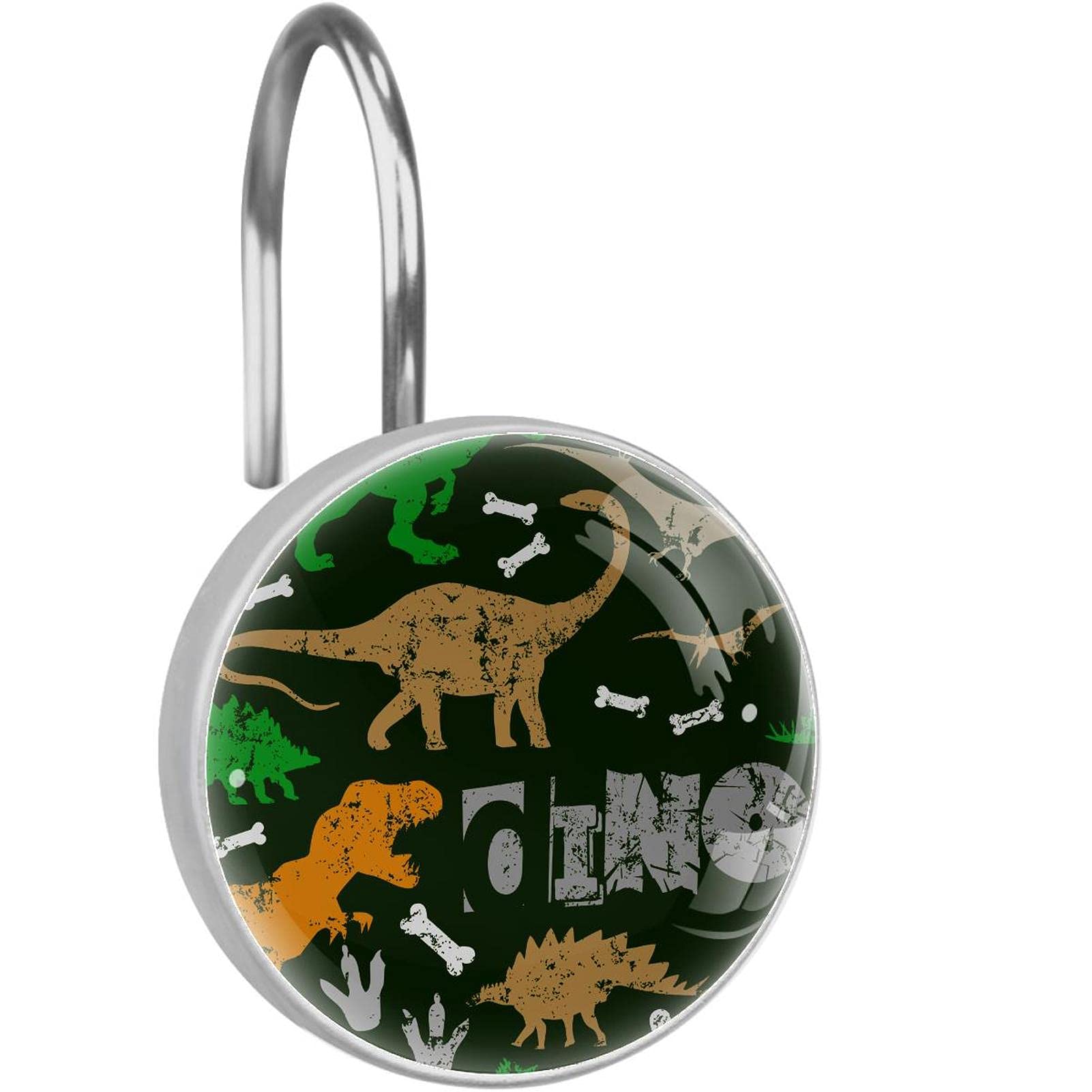 Crochets rideau de douche dinosaure en acier inoxydable x12 pour salle de bain