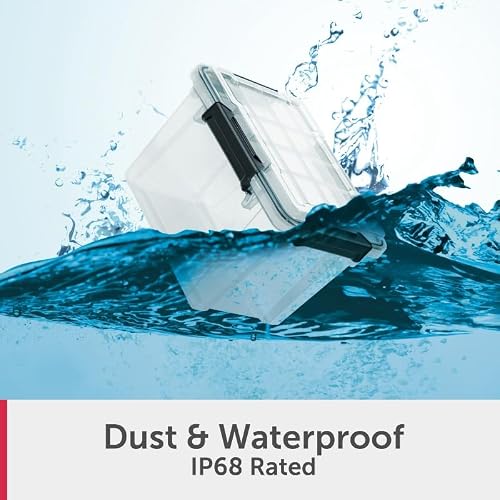 Black 19 Quart Small IP68 Waterproof Clear Plastic Storage Box, Airtight Rubber Gasket Seal Bin with Heavy Duty Locking Latches, Stackable Dustproof Watertight Container for Tools, - Image 6