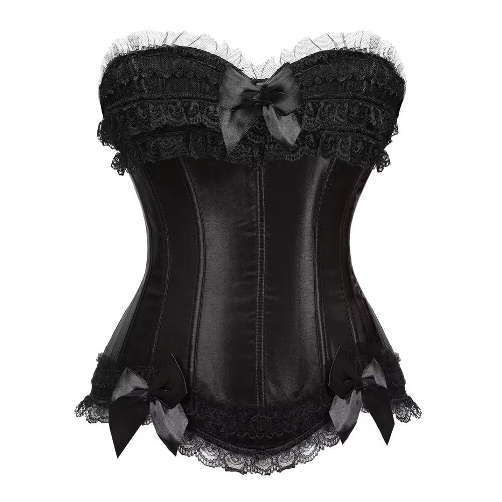 Josamogre Corset Bustier Femme Jupe Robe Top 3 Pcs Set Floral Corsets Dentelle Sexy Lingerie Halloweenn Medieval Grande Taille