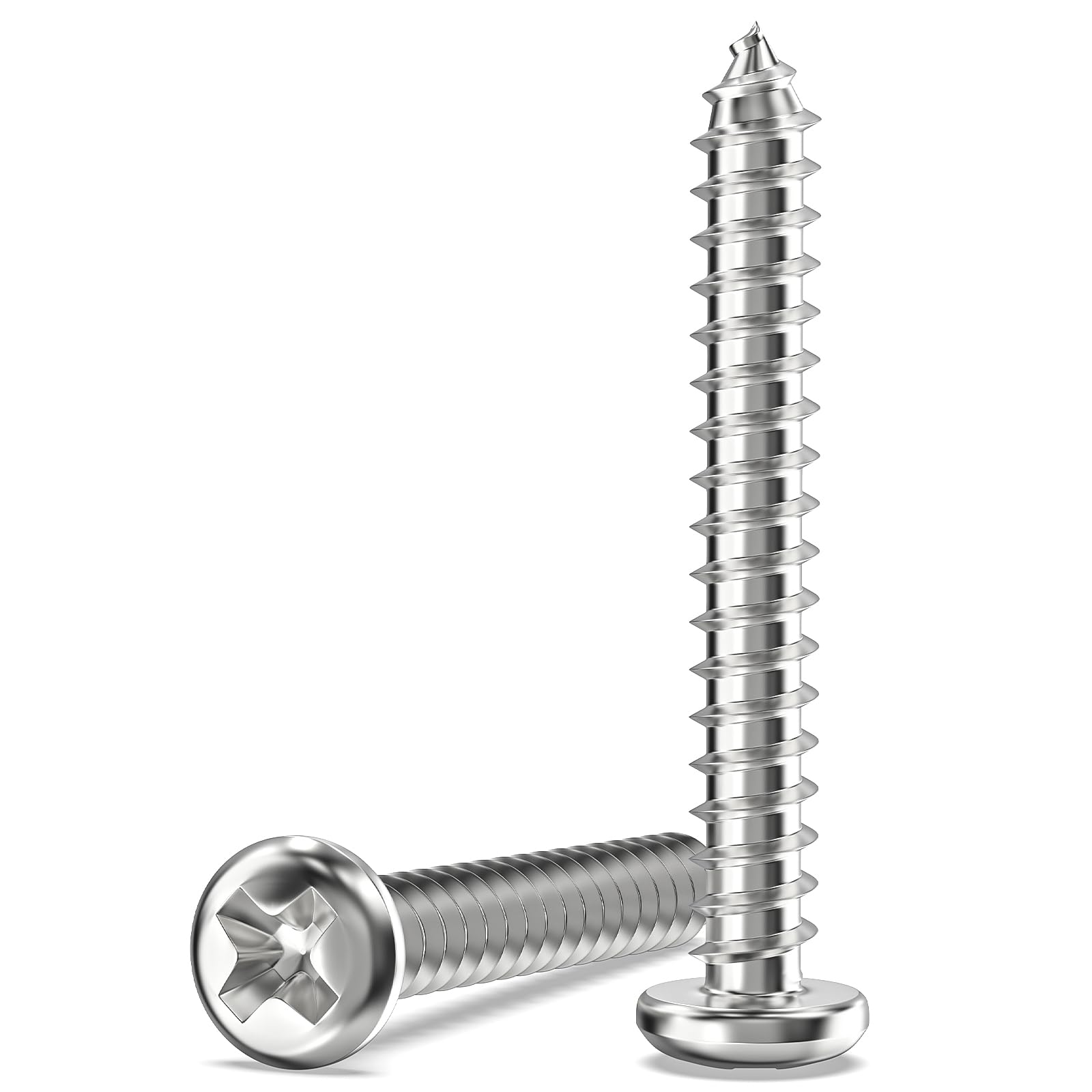 Valorada 100Pcs M4 Screws for Wood, Metal, Plastic, M4 x 30mm Button Head Self Tapping Screws, Phillips Drive, 304 Stainless Steel, Full Thread